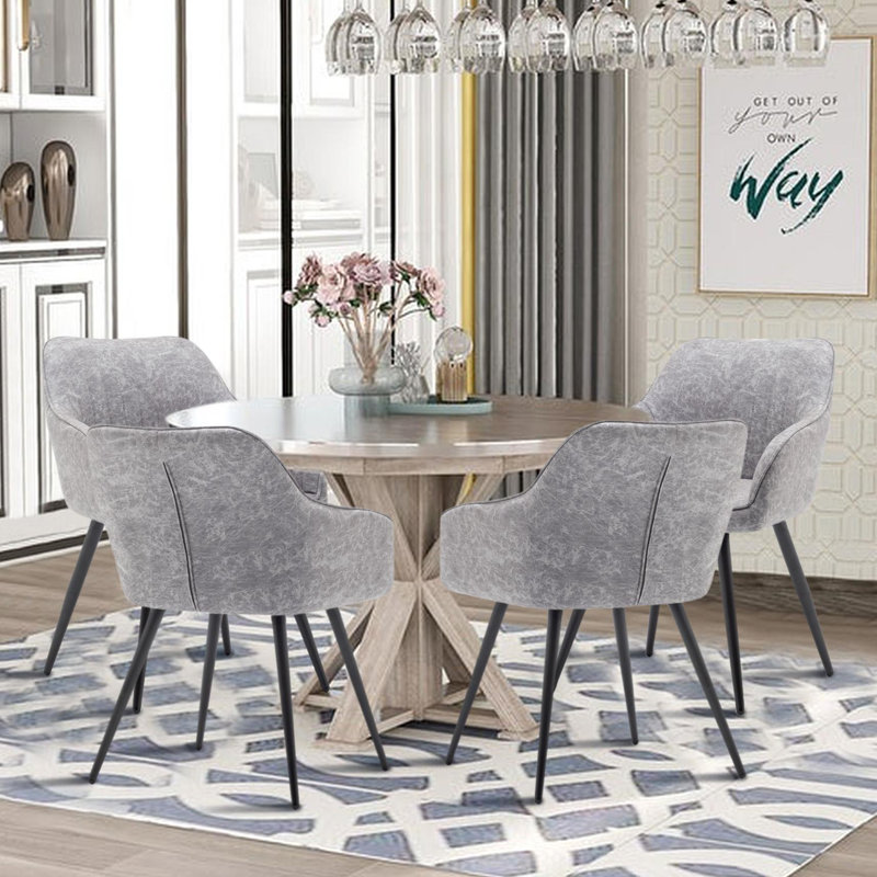 Ensemble de 2 chaises rembourrées avec accoudoirs, Gris