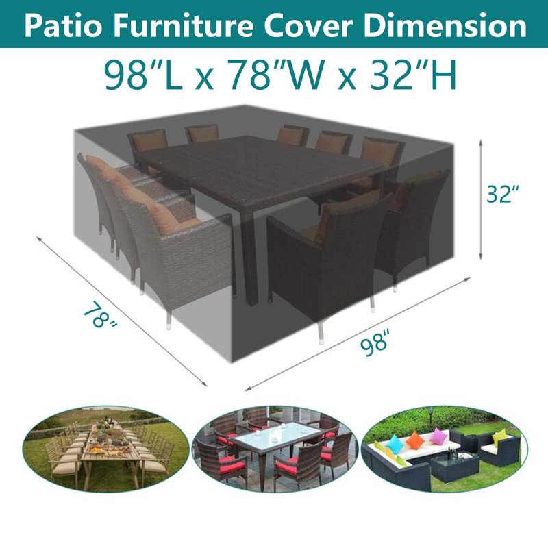 Water Resistant Patio Furniture Set Cover, 32" H x 98" W x 78" D