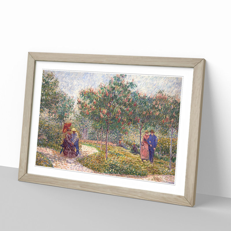 Garden with Courting Couples by Vincent Van Gogh - Framed Print, 27cm H x 36cm W x 2cm D, Oak Framed
