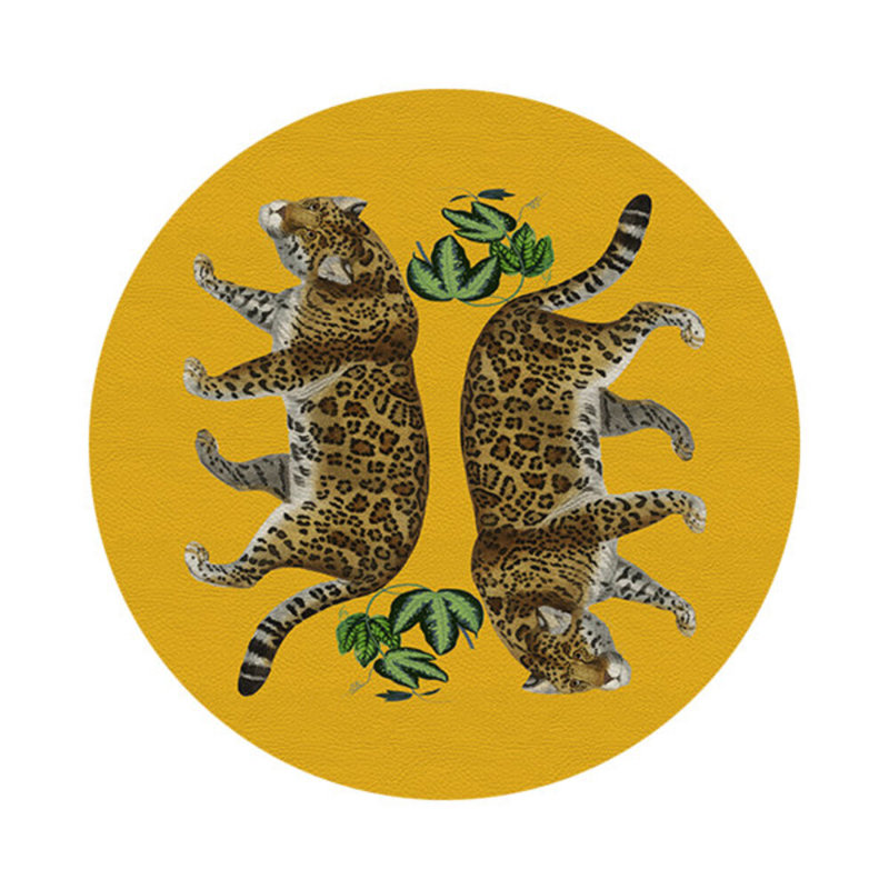 Leopard Placemat Set, Hot Yellow