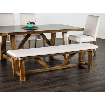 Banc rembourré moderne avec coussin et siège rembourré de style rustique au fini brun et blanc
