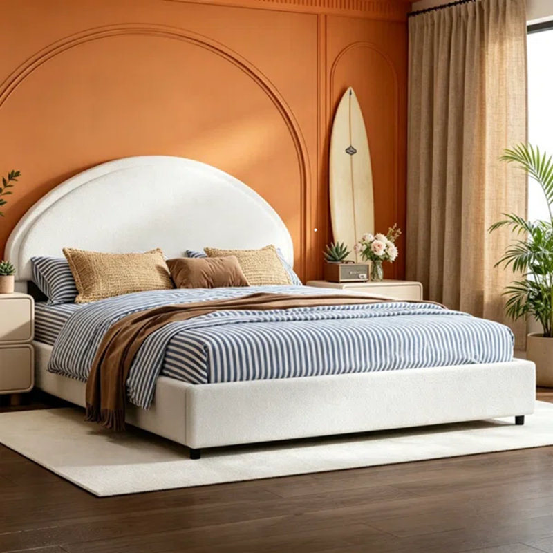 Cadre de lit tête de lit Bensu Luxury, Lit double, Blanc