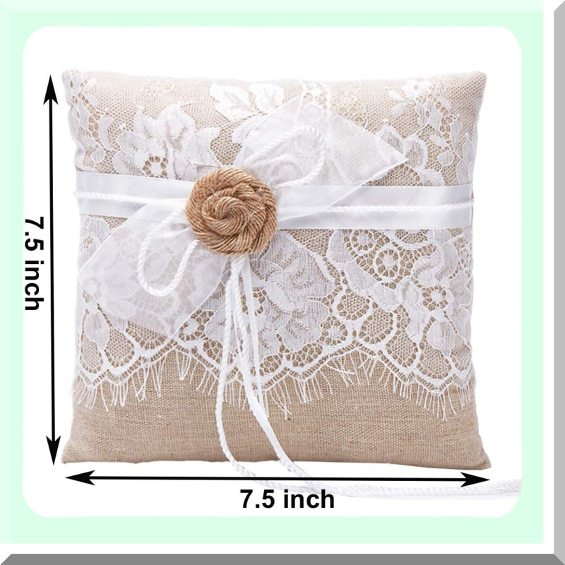 Rustic Burlap and Lace Wedding Ring Pillow