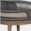 Chaise de terrasse Orbit en bois d'eucalyptus vieilli avec corde grise et coussins en oléfine taupe