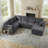 117" Modular Sectional Sofa With Storage Chaise, Pull-Out Bed, And Bookcase –  Corduroy Upholstery-121095280