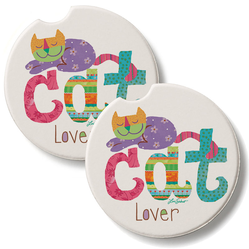 Ensemble de 2 sous-verres en pierre pour amoureux des chats