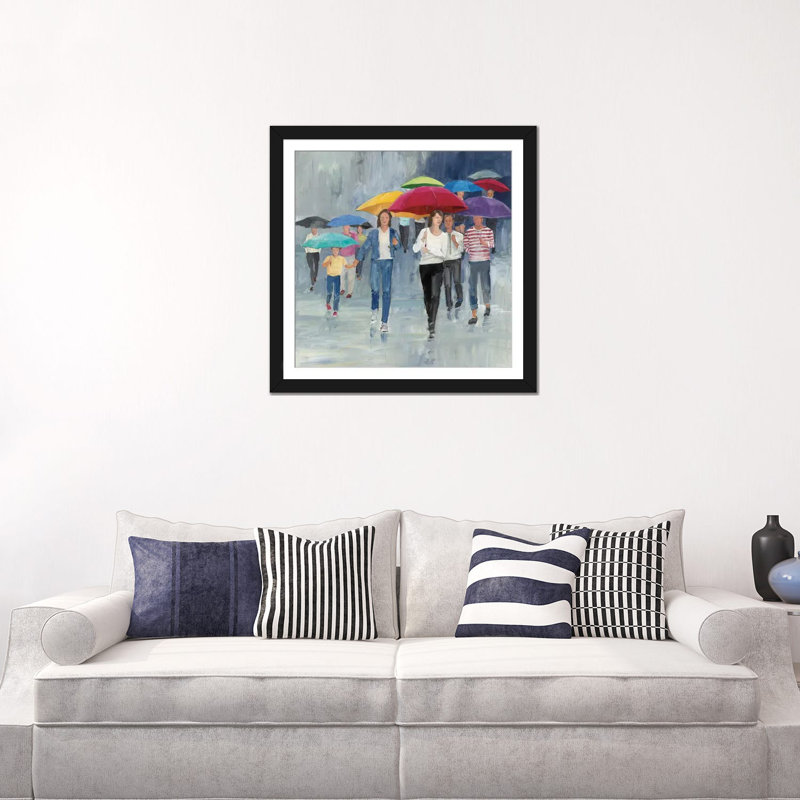 « just walkin’in the rain », reproduction d’art sur toile tendue, H 24 po x l 24 po x P 1 po, Papier d'art encadré noir
