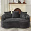 Causeuse incurvée 60 po en chenille noire 60 po, sans assemblage, siège profond avec 3 coussins-1010804076