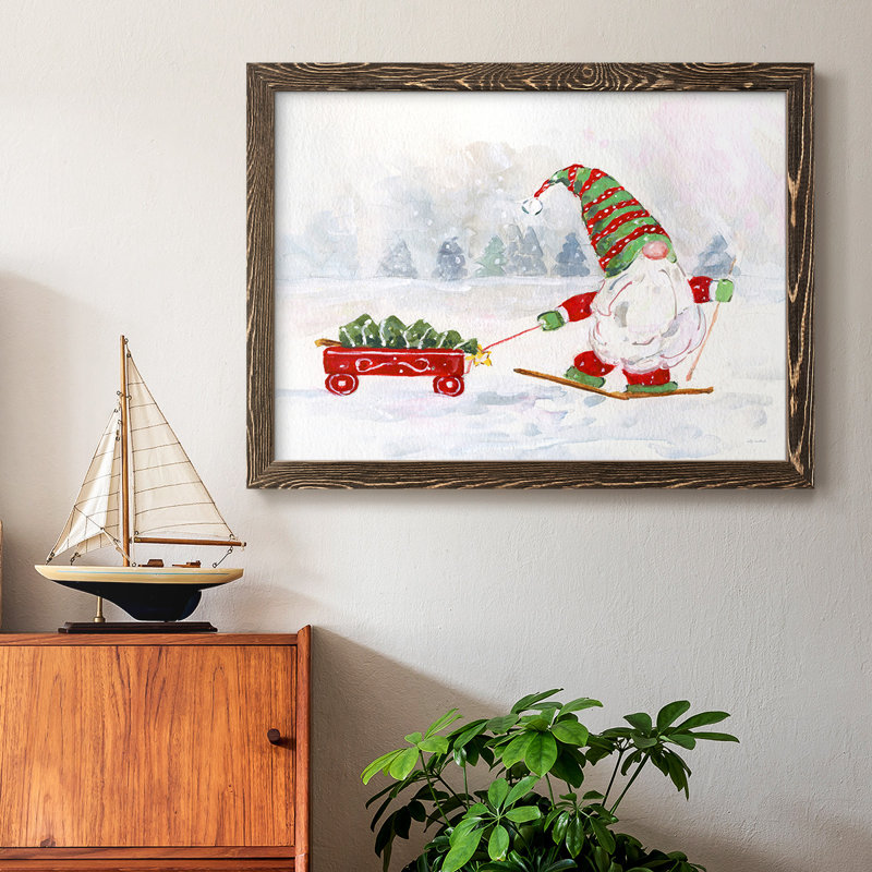 Winter Gnome I, reproduction d'art sur toile, Noyer, H 18 po x l 26 po x P 1,5 po