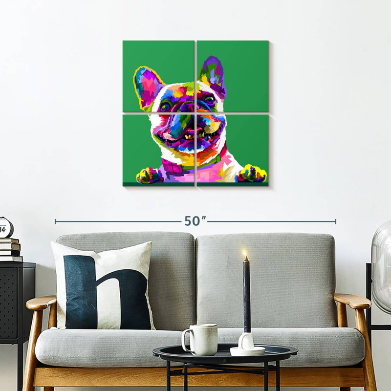Bouledogue abstrait Brampt, H 26 po x l 26 po