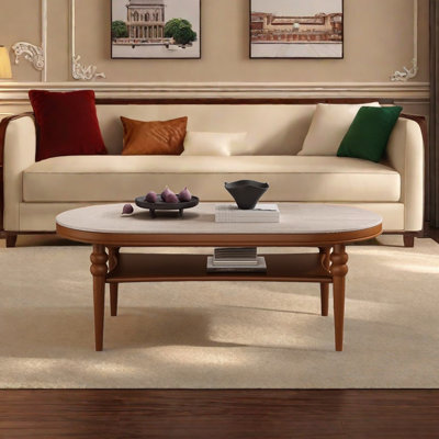 Solid wood tea table with medieval design