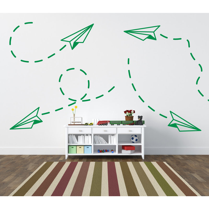 Adhésif décoratif papier avion, H 19 po x l 21 po x P 0,01 po, Vert clair