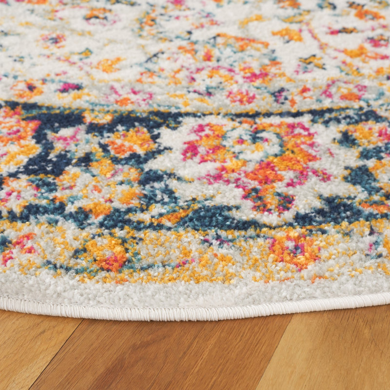 Christa Oriental Cream Area Rug, Round 6'7"