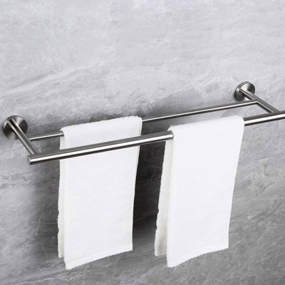 5 Piece Bathroom Towel Rack Wall Mount - Modern Brushed Nickel, Aluminium Material, Rust, Multifunctional For Different Rooms, Easy Installation Steps Mounted Aluminium, Design, Rust-, Various