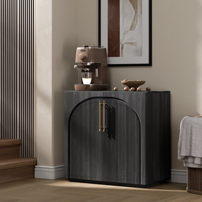 31.42" W Fluted Arched Sideboard with Adjustable Shelves, Modern Sideboard Buffet Cabinet with Storage for Dining Room Kitchen Living Room