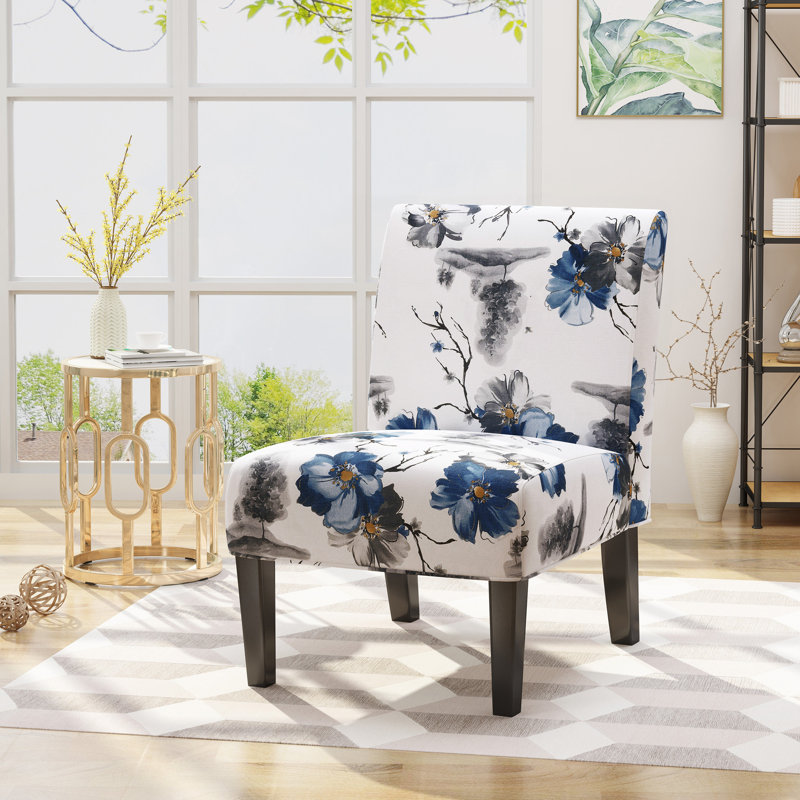 Chaise d'appoint moderne pour le salon, Blanc / Bleu 