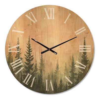 Horloge murale surdimensionnée en bois forêt - Blush Sky Woodland
