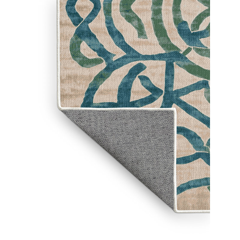 Tapis beige lavable à la machine, Carré 6 pi
