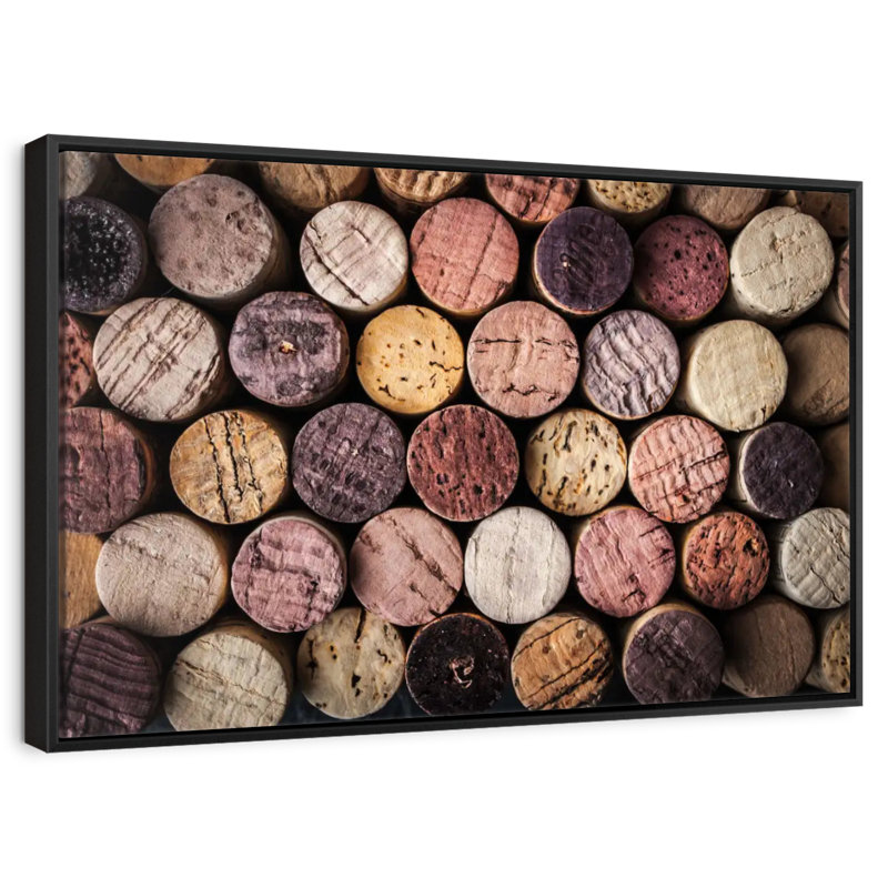 Collection of Wine Corks, Floating Frame Black, 13" X 9"