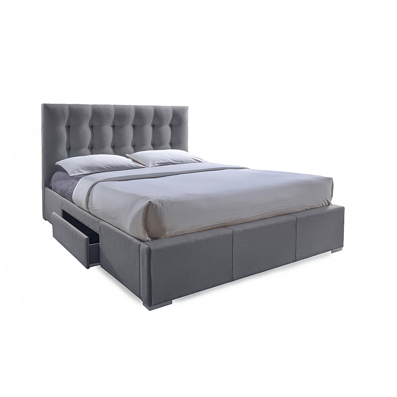 Upholstered Storage Bed, King, Grey