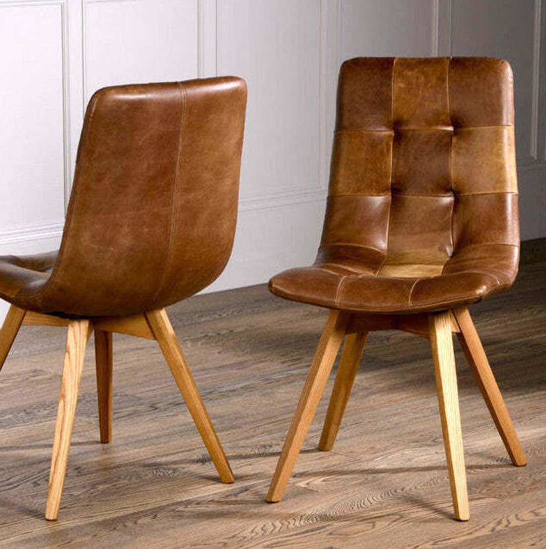 Oliver Wood Leather Dining Chair Brown Wayfair Canada