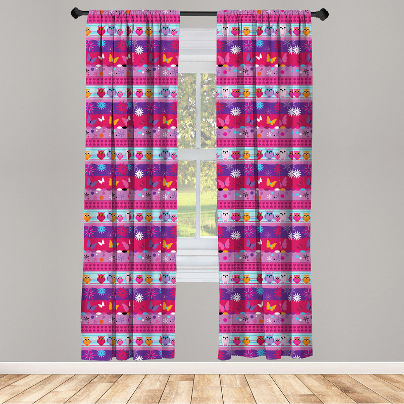Owl Striped Semi-Sheer Rod Pocket Sliding Panel, 28" x 63"