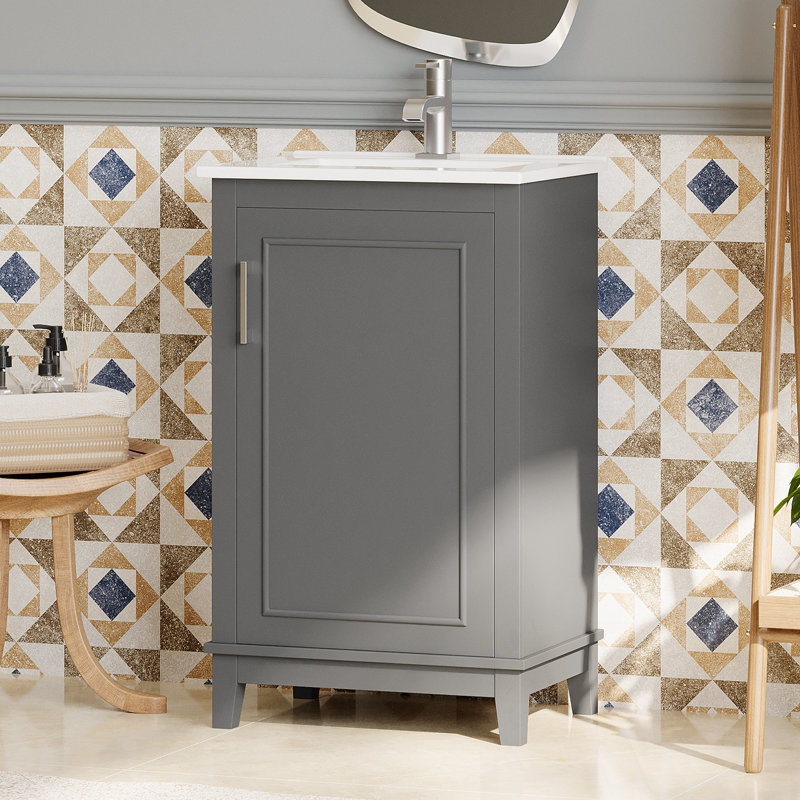Meuble-lavabo de salle de bain avec lavabo et tablette de porte