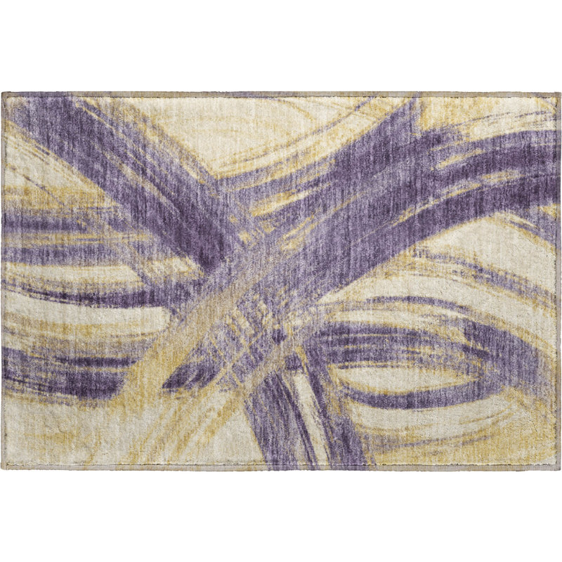 Tapis abstrait lavable à la machine de qualité supérieure Mayfield AMF2421, Prune, 2 pi 6 po x 3 pi 10 po