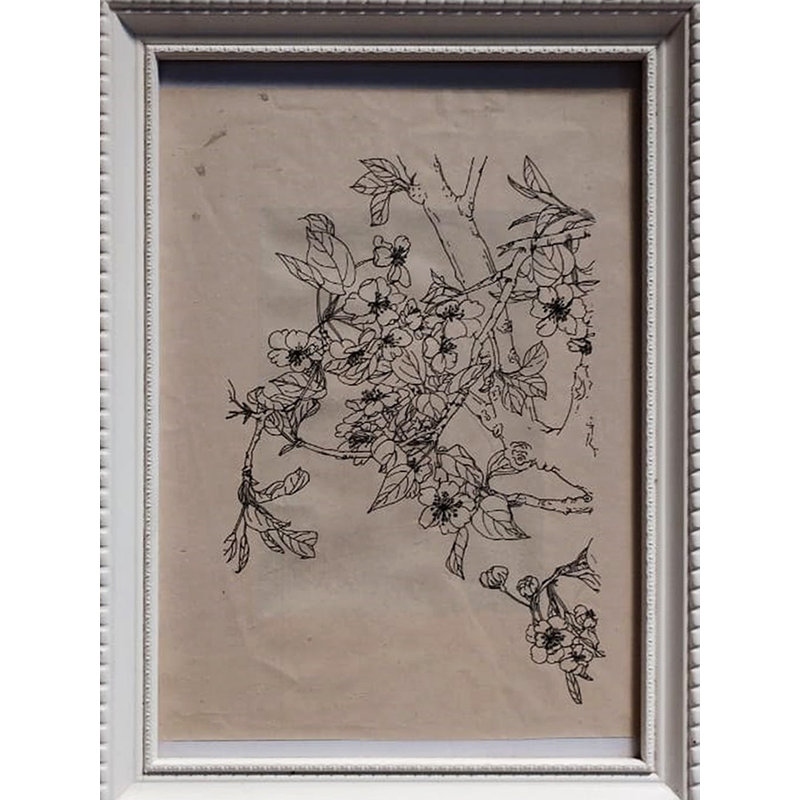 Floraison de fleurs fraîches | Avec cadre | Stylo sur papier | Par Yogita Makadia