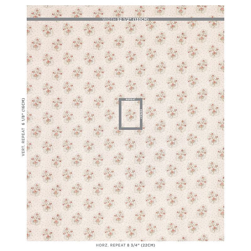 Tissu floral Cassis, Rouge