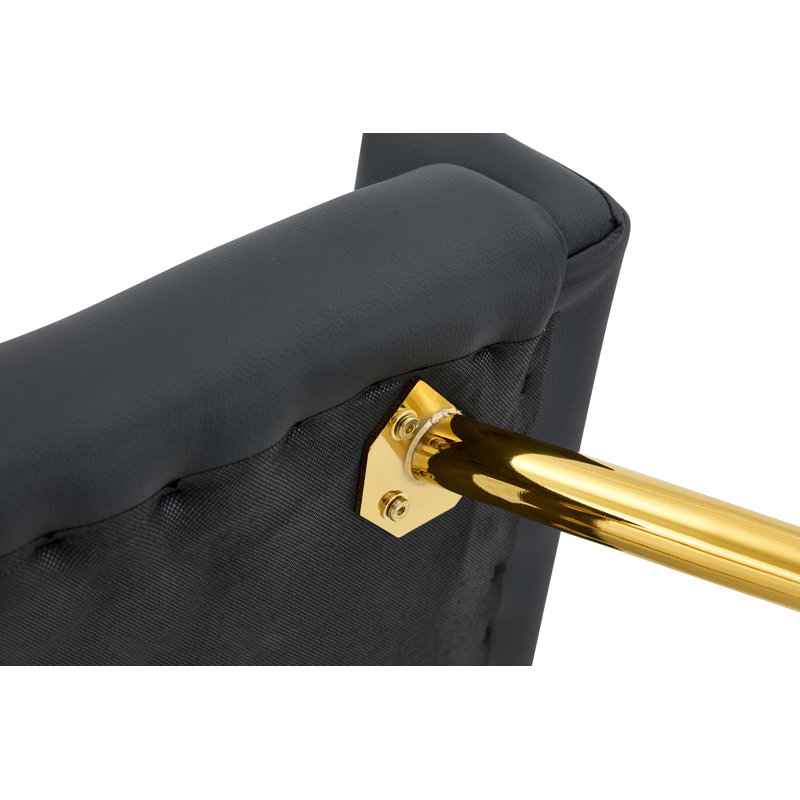 Chaise de salle à manger moderne avec dossier capitonné à losanges et poignée en métal, Black
