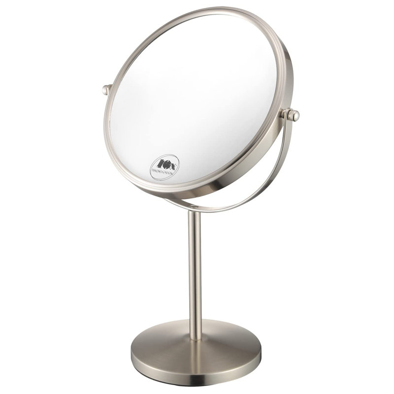 Miroir de maquillage grossissant 10X, miroir de table de 8 pouces avec grossissement 1X / 10X double face