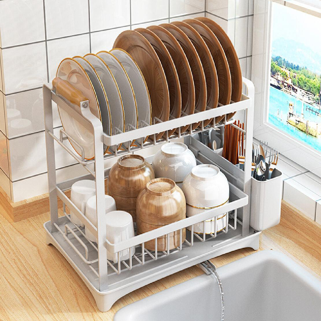 ColorLife 2 Tier Dish Rack