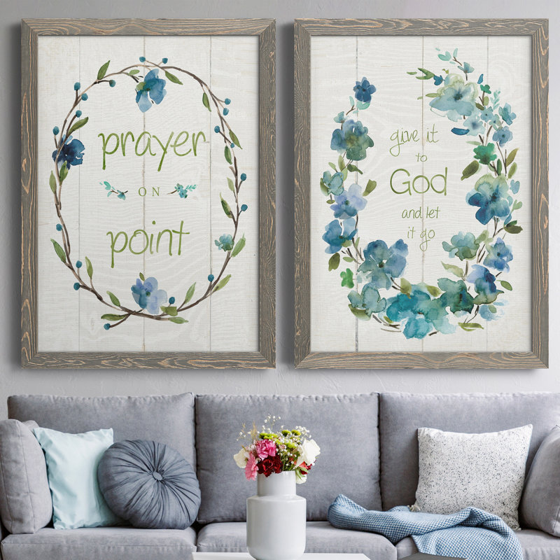 "Prayer on Point", art textuel sur toile 2 pièces, H 24 po x l 36 po x P 1,5 po, Cadre gris