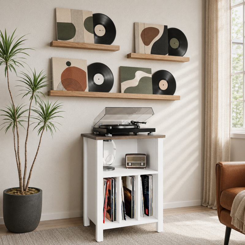 Tourne-disque pour vinyle tourne-disque peut contenir jusqu'à 130 albums blanc