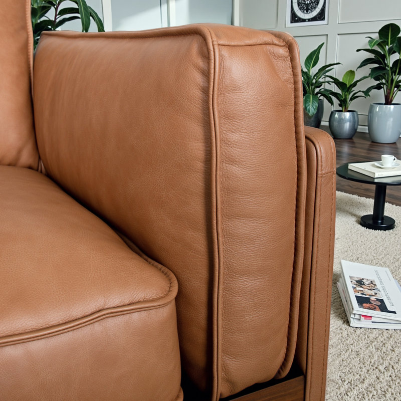 Upholstered 88.6 " Top Grain Leather Sofa
