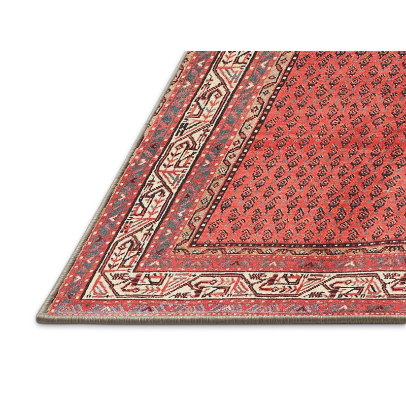 Tapis traditionnel rouge / brun / beige, Rectangle 3 pi x 5 pi