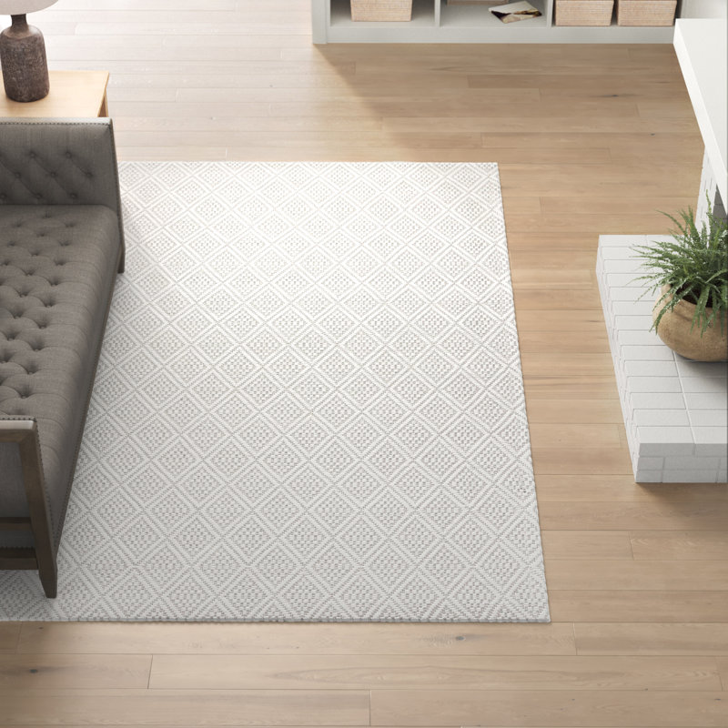 Geometric Flat Weave Wool And Cotton With Latex Geometric Rug