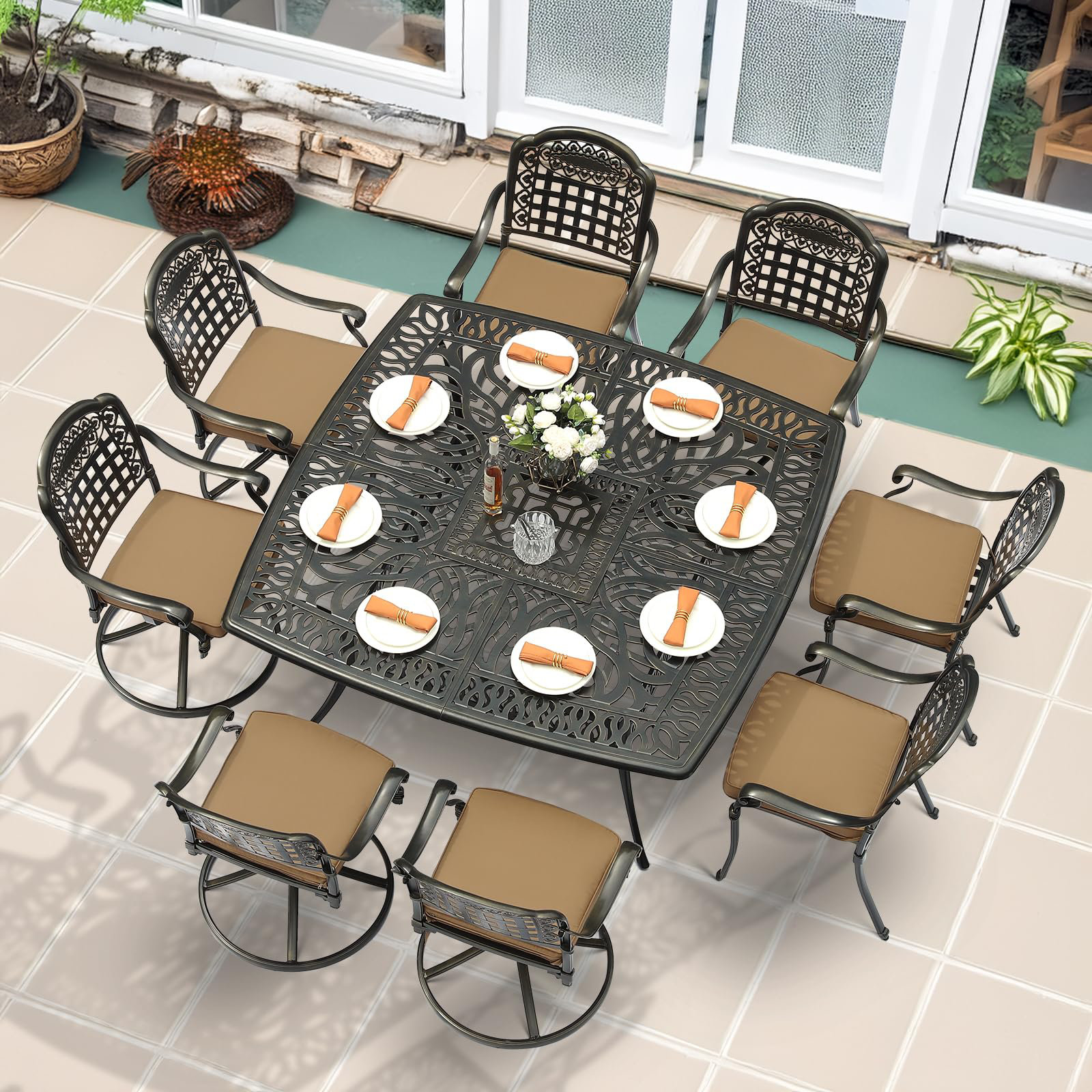 Fortunoff Backyard Piece Outdoor Dining Set Aluminum Soho Slate