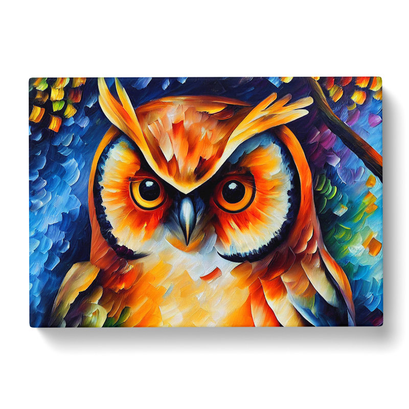 Long Eared Owl Painting - Wrapped Canvas Painting, 35cm H x 50cm W x 3cm D