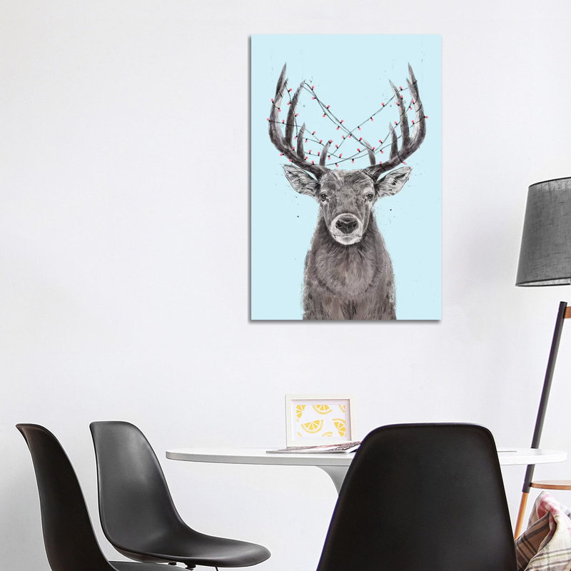 Xmas Deer II by Balazs Solti - Wrapped Canvas Gallery-Wrapped Canvas Giclée, 101.6 cm H x 66.04 cm W x 1.91 cm D