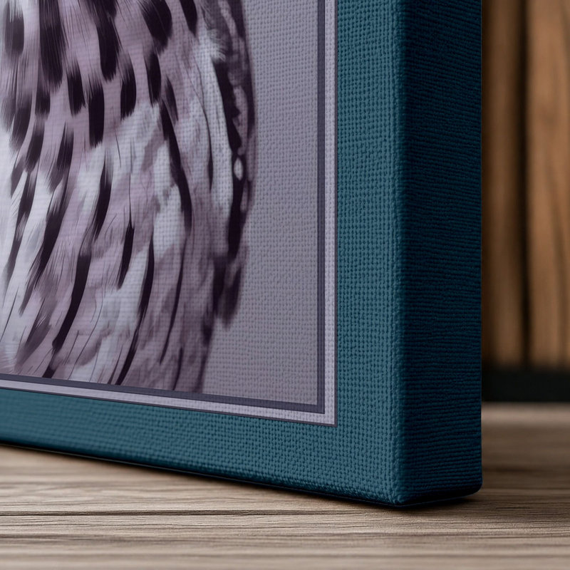 Eagle Owl Botanical - Wrapped Canvas, 18x12 - 45.7 x 30.5 cm, Teal Border