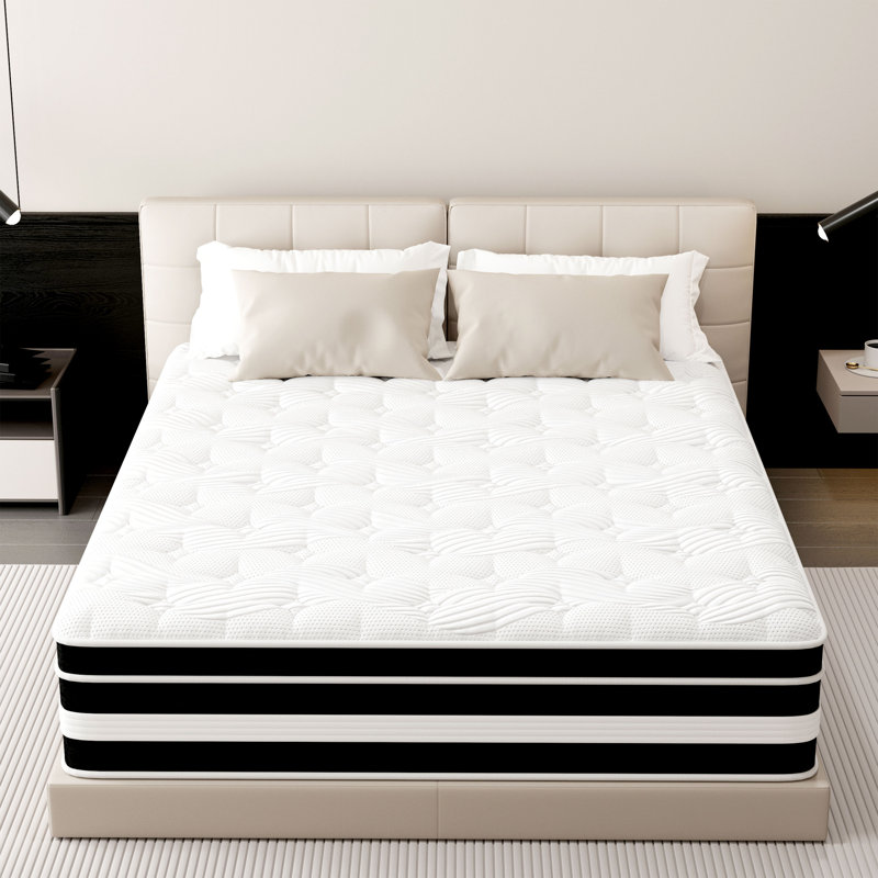 Matelas hybride grand moyen 12 po - mousse viscoélastique imprégnée de gel et ressorts ensachés | Refroidissement et soulagement de la pression, isolement du mouvement, lit dans une boîte