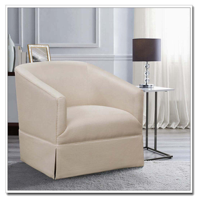 Fauteuil demi-tonneau pivotant à jupe avec rotation à 360 degrés, Bleu pâle