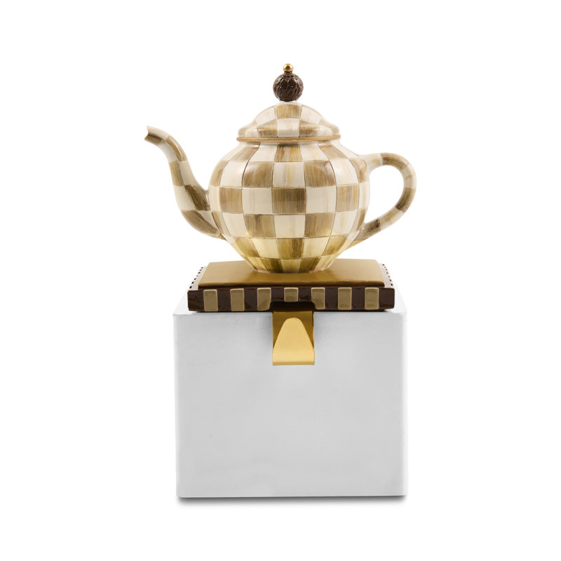 Courtly Check Teapot Stocking Holder, Yellow