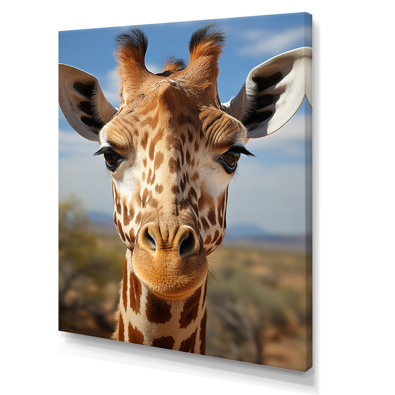 «Blue Giraffe Portrait I», reproduction d'art sur toile, Toile tendue, H 32 po x l 24 po x P 1 po