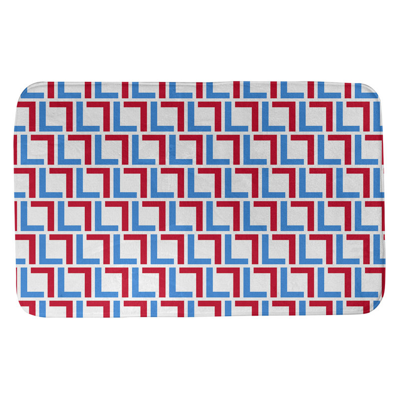 Tapis pour salle de bain Baltimore, l 17 po x L 24 po, White/Light Blue/Red