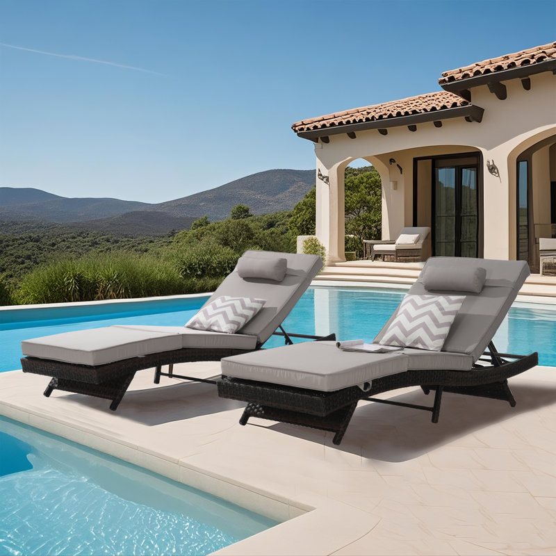 Boho Upholstered Rattan Lounge Chair (Set of 2), Deep Seating Wicker Accent Chair with Thick Cushions & Sturdy Frame