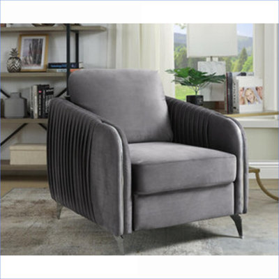 Fauteuil d'appoint chic et moderne en velours gris ardoise Hathaway