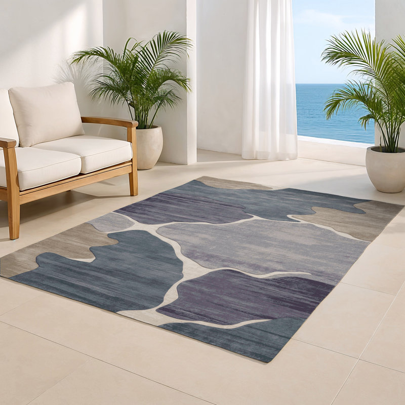 Watercolor Gray Indoor and Outdoor Area Rug, Rectangle 2' x 3'